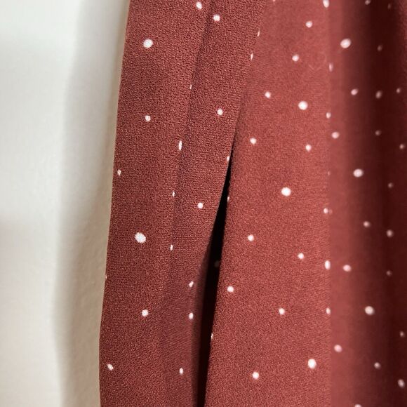 Express Polka Dot Ankle High Rise Pants Rust Womens XL Paperbag Elastic Waist - Picture 3 of 10